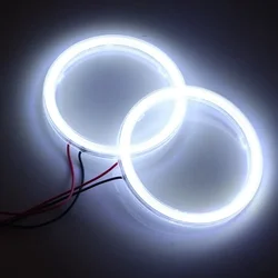 2pcs Car Headlight Cob Aperture Angel Eye LED COB White Light Circle 60/70/80/90/100/110/120mm Motorcycle Moto Auto Lights