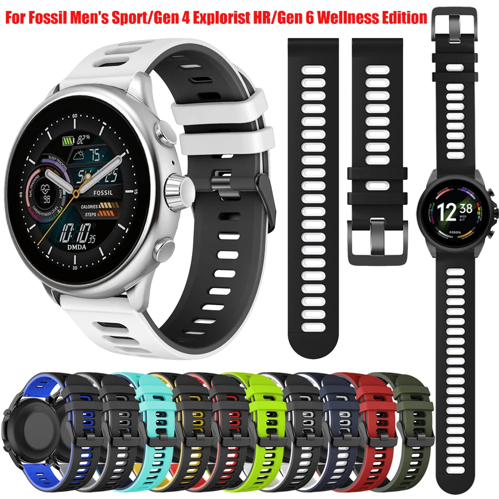 Bracelet de sport en silicone pour remplacement de bracelet de montre, bracelet en caoutchouc souple, bracelet de montre fossile, bracelet de remplacement de bracelet, bracelet de 45mm, génération 6, génération 5, génération 5, génération 5, génération 5, génération 5, génération 5, génération 5, génération 5, génération 5