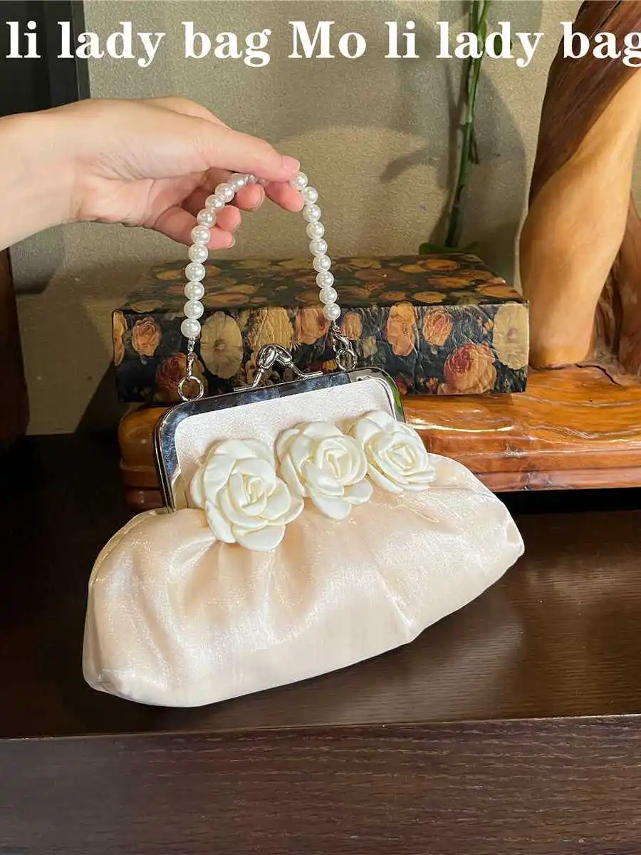 2024 New Original Dark Retro  Handbag Pearl  Clutch Bag Women's Hanfu Bag  Shape Daily Use Handbag