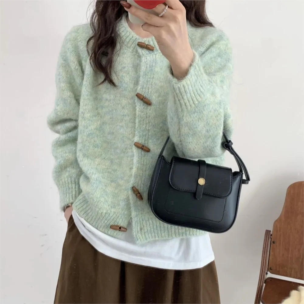 MsChuh Women's Cardigan All-match Loose Simple Style Sweater Pulls Femmes Temperament Playful Daily Lazy Solid Color Round Neck 2