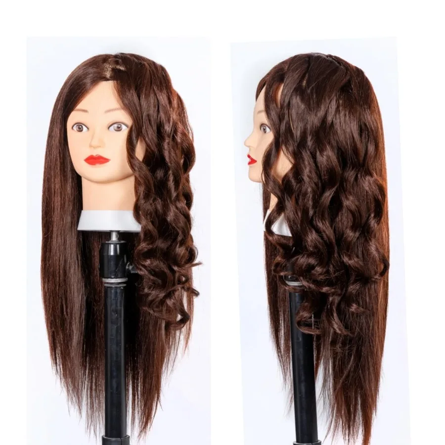 หัวหุ่นผมแท้ 80%  ขนาด 24-26 นิ้ว สำหรับฝึกทำผม ชุดฝึกหัดเสริมสวย หัวหุ่นสำหรับจัดแต่งทรงผม