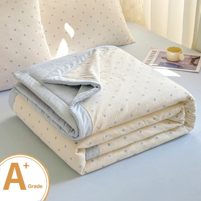 Spring Quilt Lightweight Cotton Filled Summer Blanket for Bed Super Soft Double Yarn Air Condition Comforter