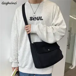 Bolsos cruzados para hombre, bolsos de mensajero combinables con todo para parejas Harajuku, bolso de lona sencillo Preppy de gran capacidad Ulzzang