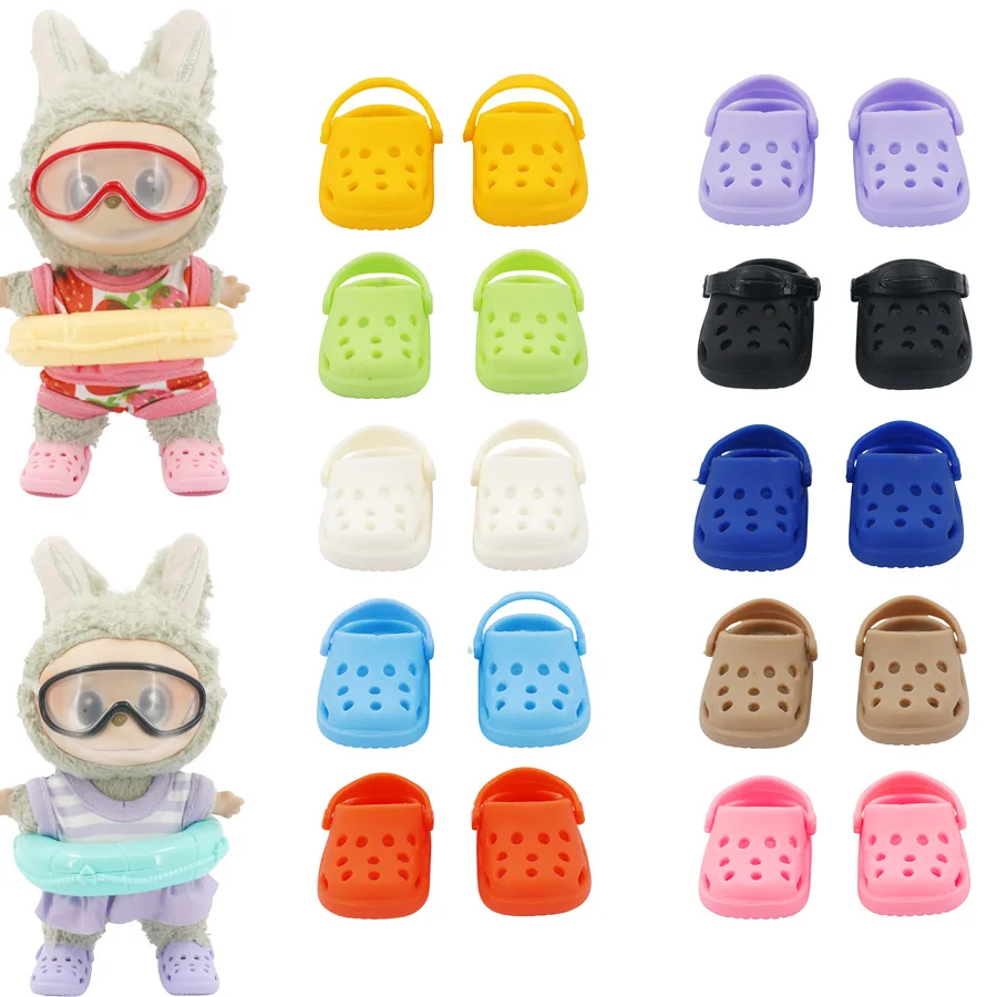 Convient aux accessoires de poupée de 17cm, chaussures perforées de couleur bonbon Dopamine, cadeau pour enfants, chaussures pour Labubu