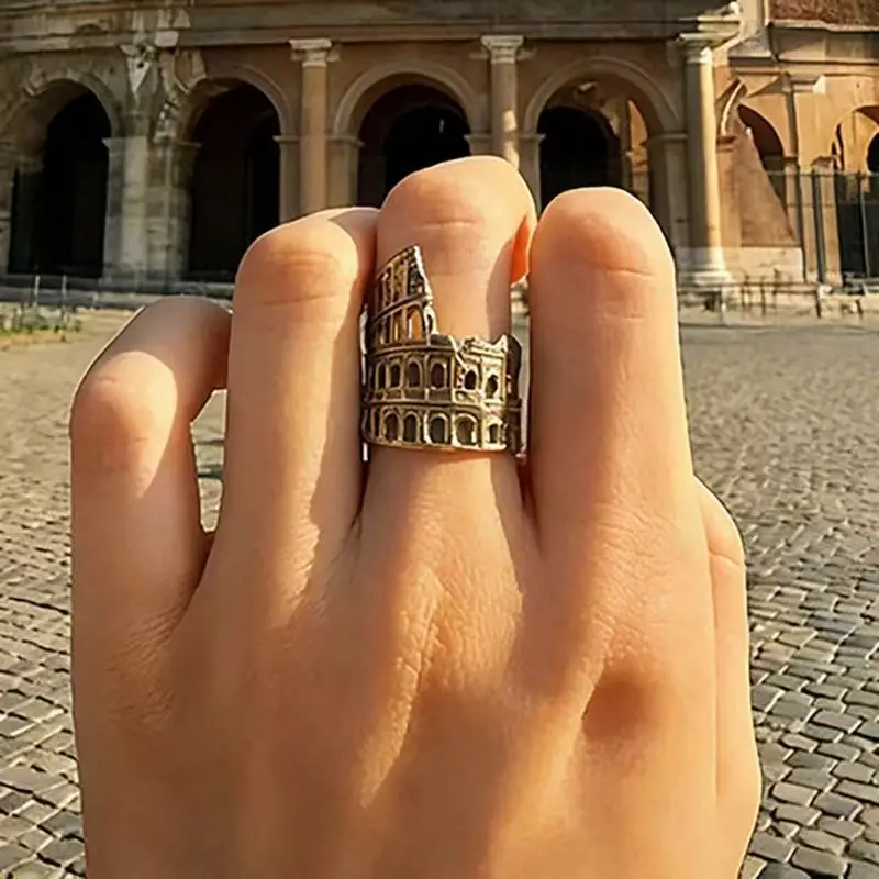New open ring unisex ancient Roman Colosseum shape open adjustable jewelry