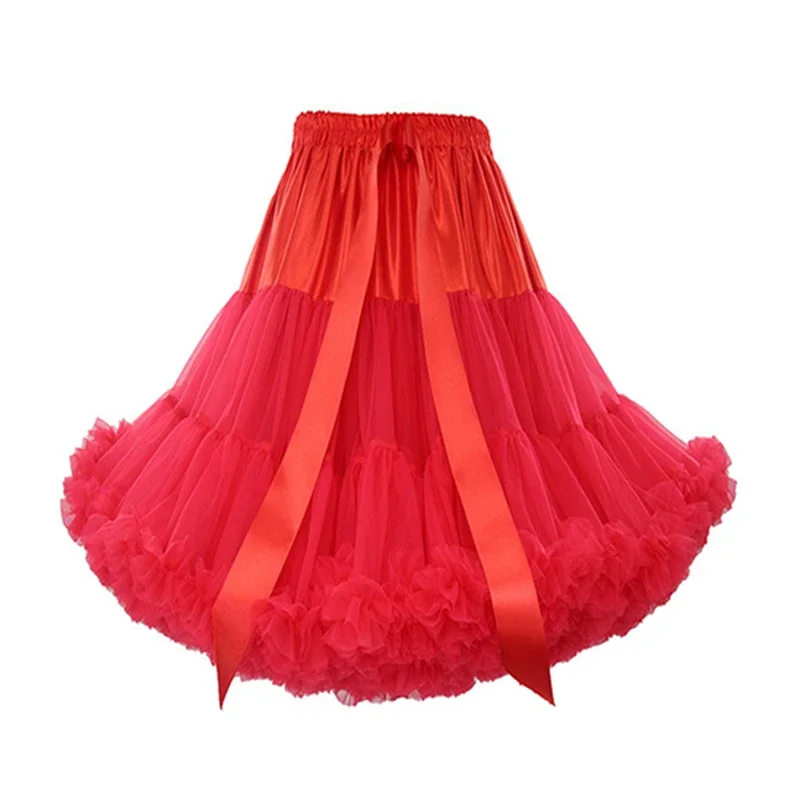 Lady's Princess Tutu Tulle Midi Knee Length Skirt Underskirt Multi-Layer 50s Soft Puffy Ballet Costume Petticoat Skirt for Women