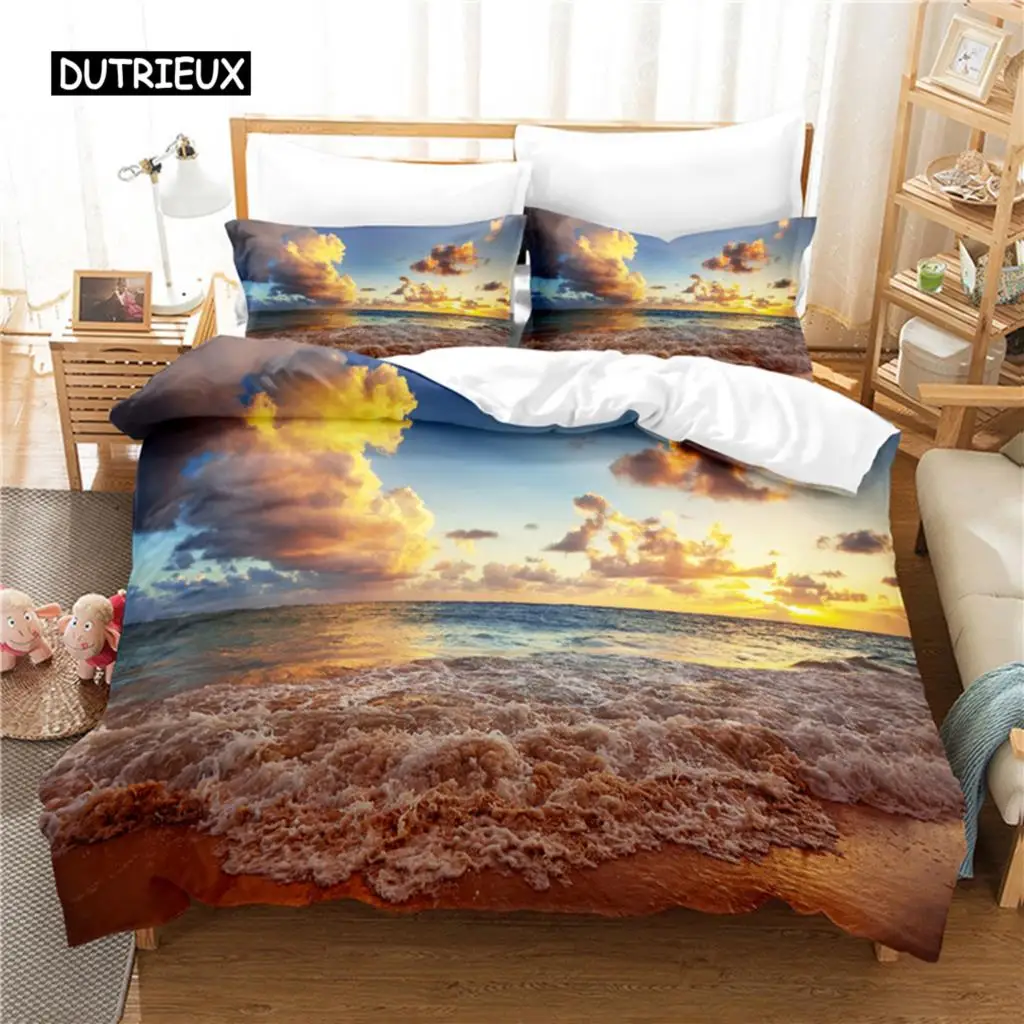 

Seaside Beach Bedding Set Duvet Cover Set 3d Bedding Digital Printing Bed Linen Queen Size Bedding Sets Fashion Design