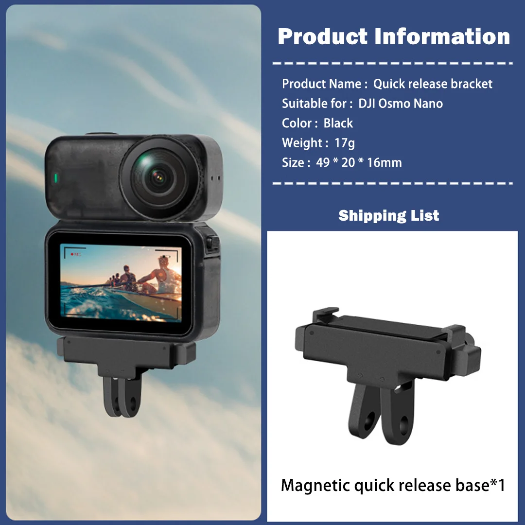 2‑Mode Design Magnetic Quick Release Adapter Base For DJI Action Nano Quick Disconnect Thumb Mount Transfer Camera Accessories