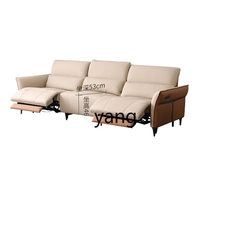 

Yjq Minimalist Light Luxury Modern Genuine Leather Electric Functional Sofa First Layer Cowhide Living Room Furniture