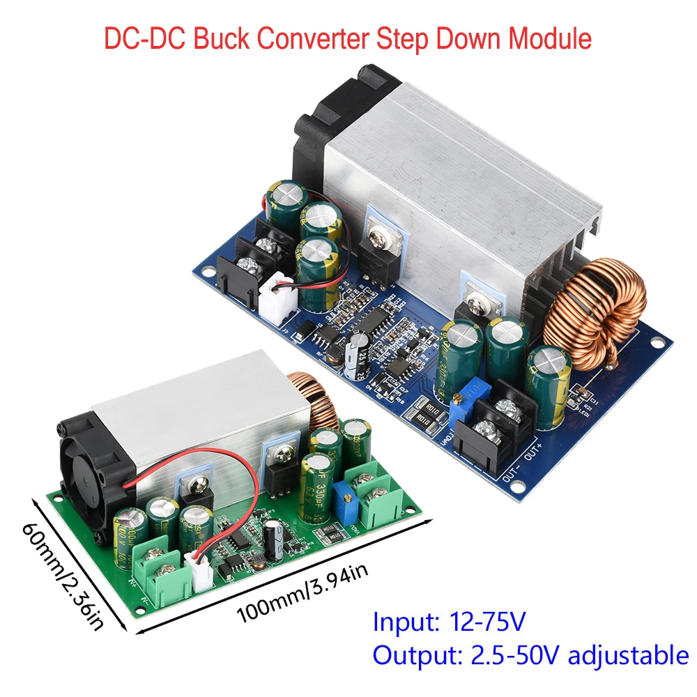 DC12-75V 25A 600W DC-DC Buck Constant Voltage Constant Current Converter Buck Regulator Adjustable Power Module