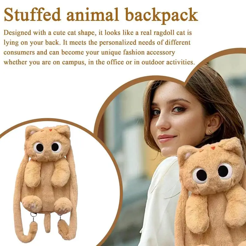 Animal Backpack Fuzzy Backpack Kids Bookbag Cute Cat Children Backpack Cartoon School Travel Backpack Storage Bags School Bags