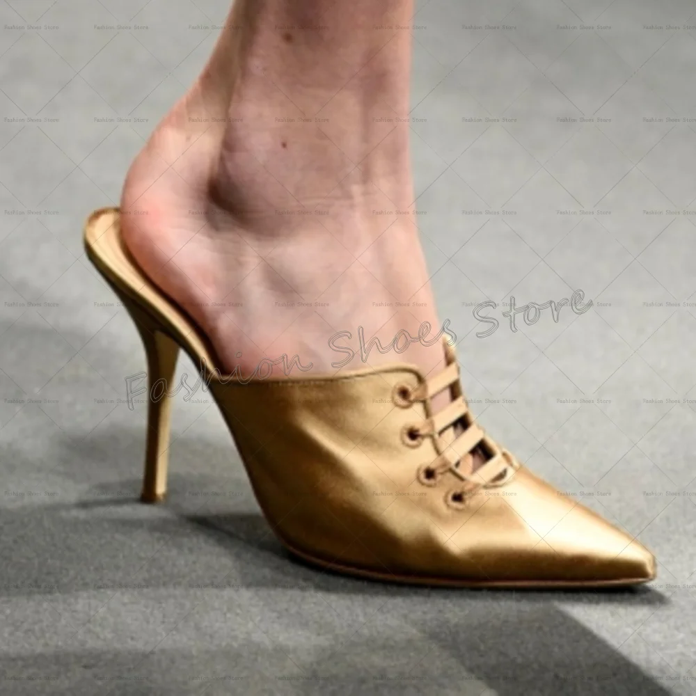 

Gold Pointed Toe Satin Slippers Stilettos High Heels High Heel Shoes for Women Sexy Heels Party Shoes 2025 Zapatos Para Mujere