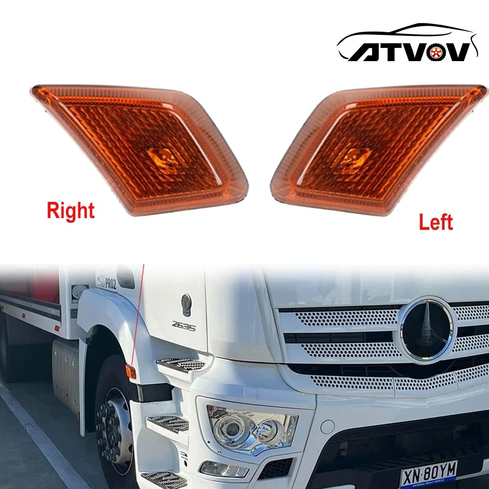 Atov 1 par lh 9608201021 rh 9608201121 24v marcador lateral luz de canto para mercedes benz actros mp4 caminhão lâmpada de sinalização dianteira