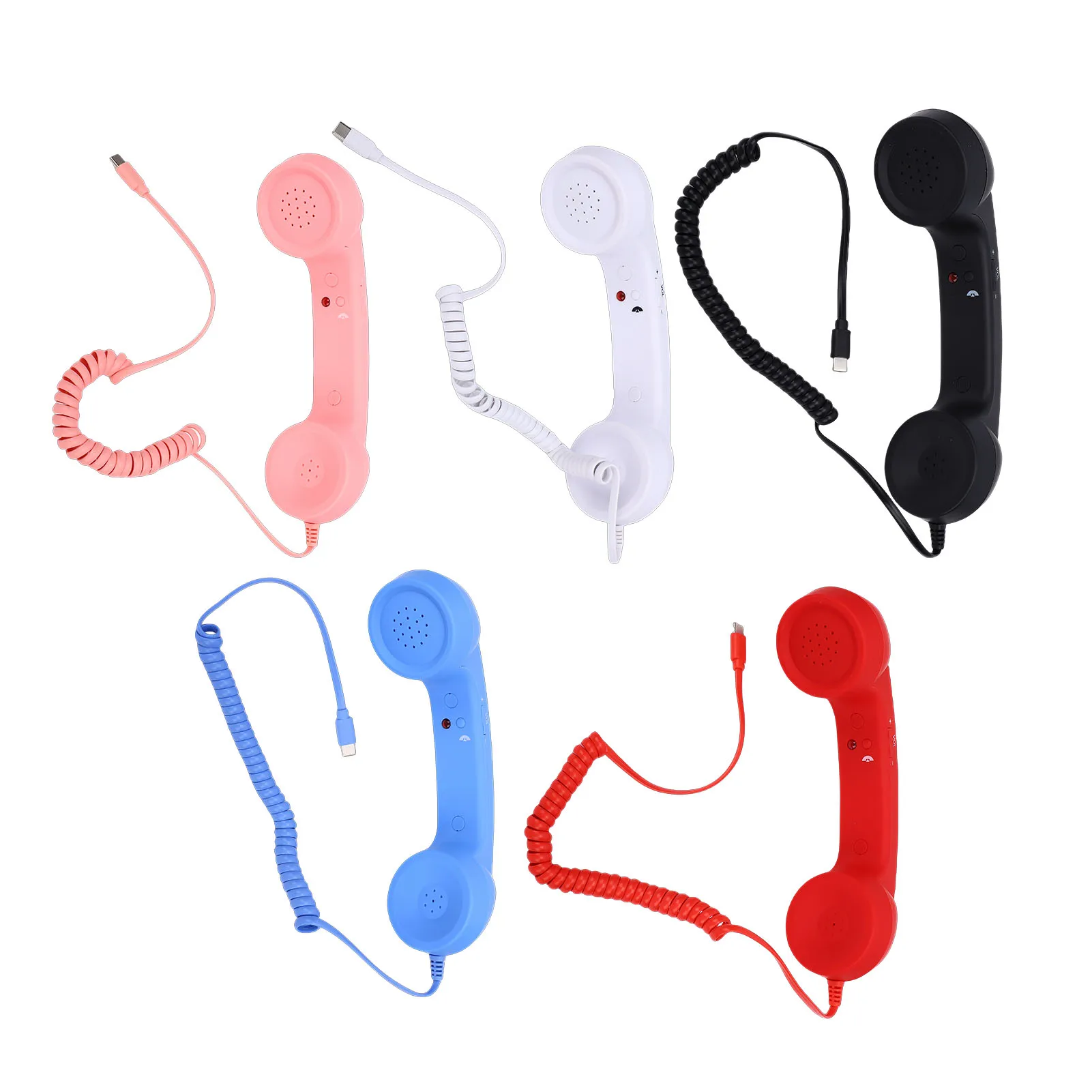 Retro Phone Handset Type C Wired Telephone Handset Handheld Receiver with Mic and Speaker for Conference Call
