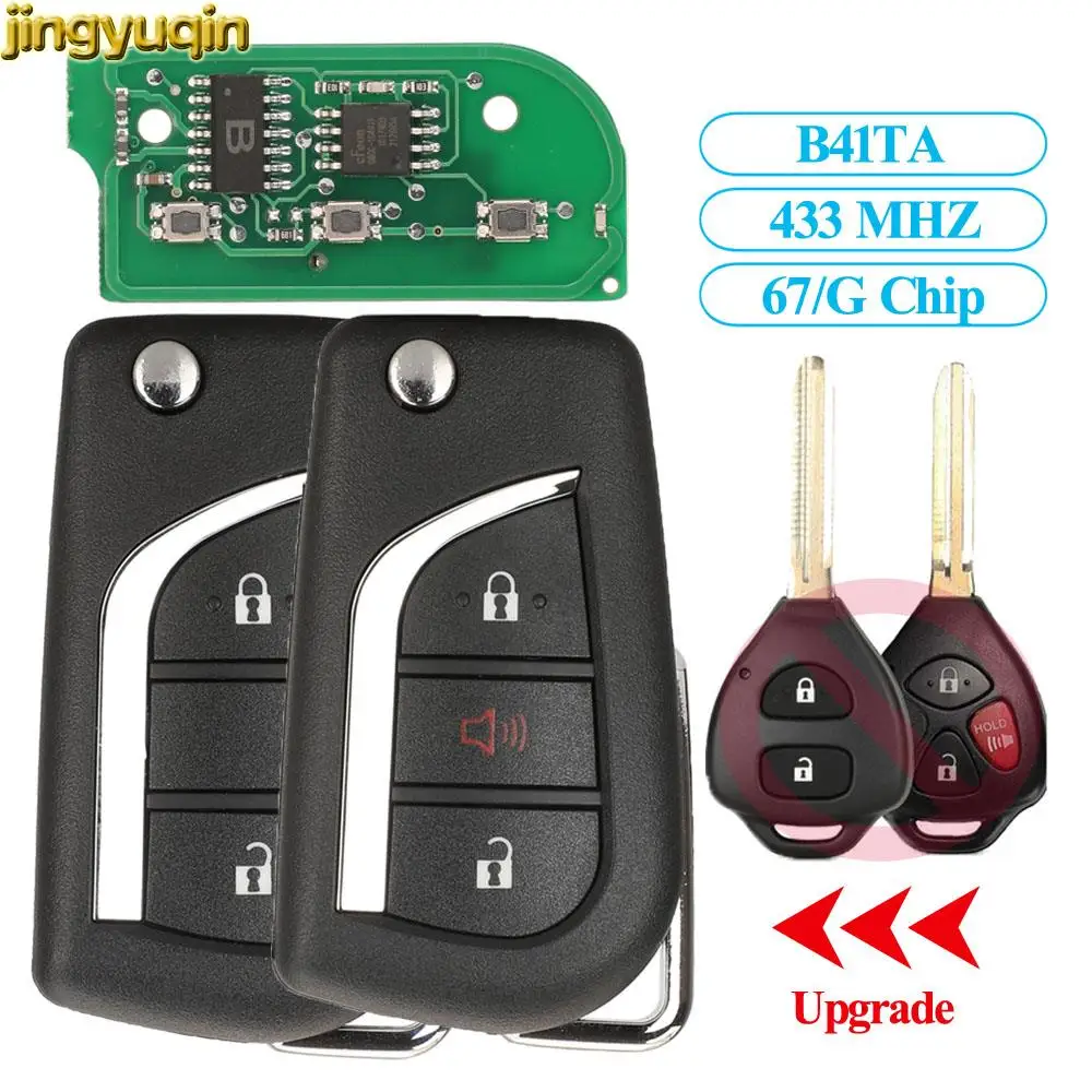 

Jingyuqin Upgrade Remote Car Key Fob Control ID67/G Chip 433MHZ B41TA For Toyota Prius 2 Hilux Etios Vios Innova SW4 Camry 2BTNS