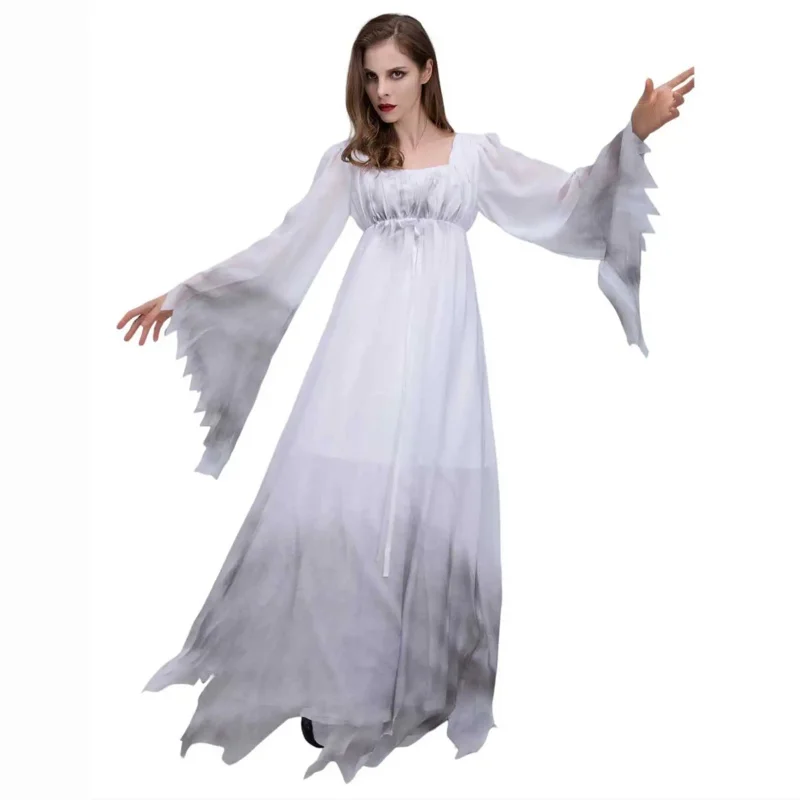 Bear's Den Ghost Bride Kostuum Vrouwen Uitlopende Mouw Lange Gothic Victoriaanse Jurken Halloween Cosplay Jurk Nieuw 2025