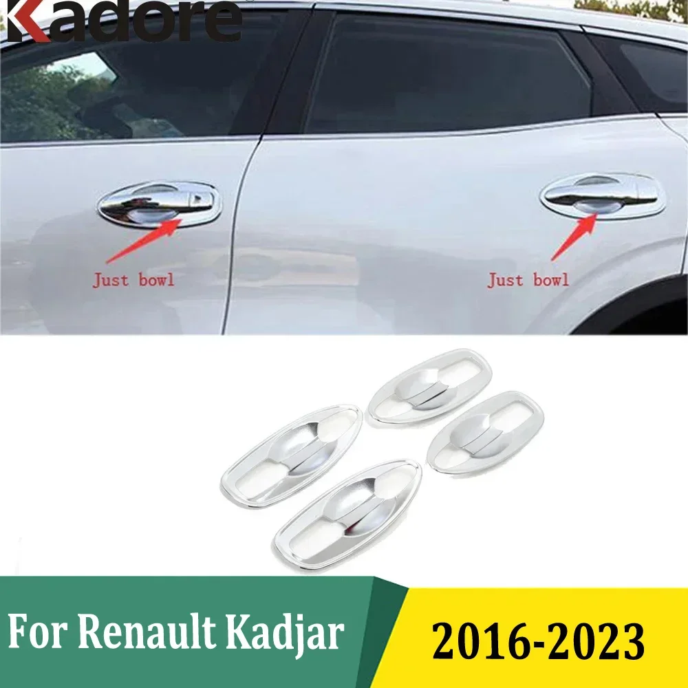 For Renault Kadjar 2016-2019 2020 2021 2022 2023 Chrome Door Handle Bowl Cover Trim Sticker Car Exterior Accessories