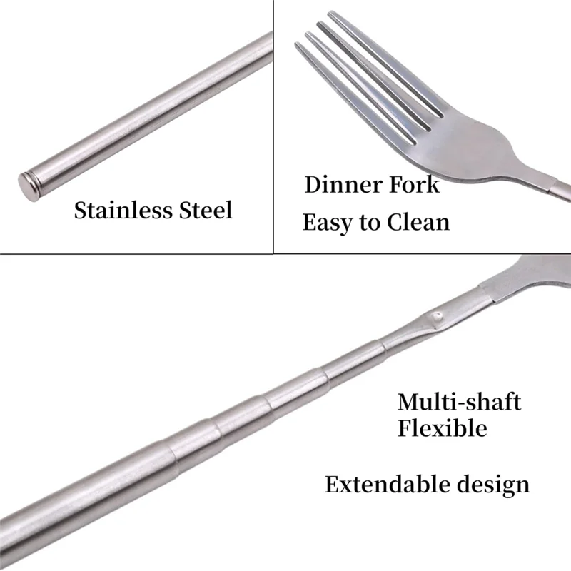 

Extendable Forks,Stainless Steel BBQ Telescopic Forks 8.7-25.4Inch Dessert Long Handle Fork Fruit Dessert Cutlery Forks-B51B
