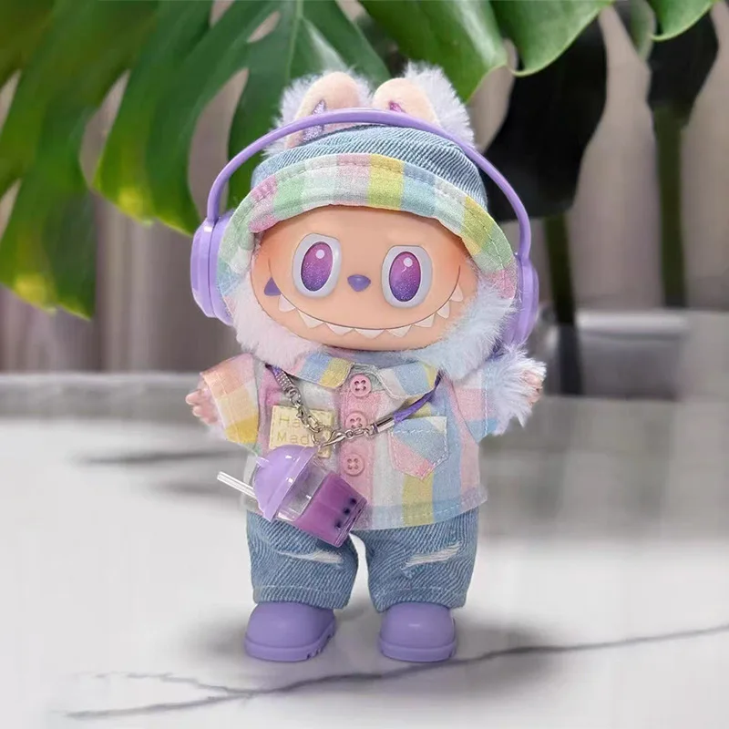 

Только одежда для Labubu, одежда 17 см V1 V2 V3, комплект радужной сетки, аксессуары, аксессуары, без кукол, праздничный подарок