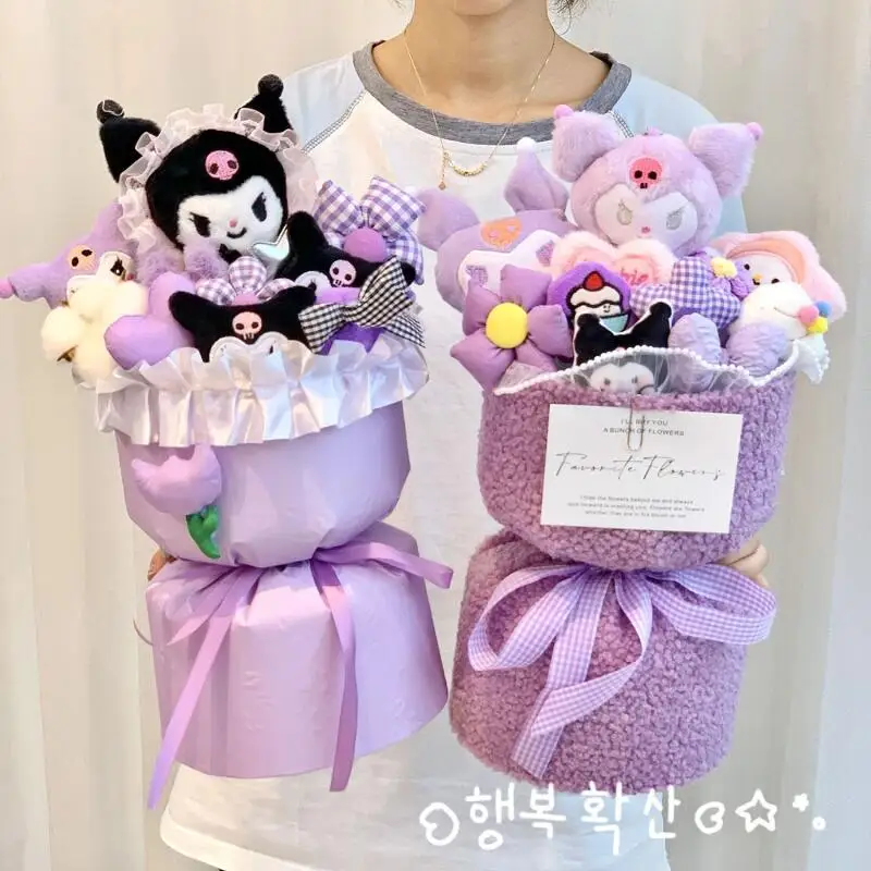 ตุ๊กตาคุโรมิ ซานริโอ้ น่ารัก สไตล์การ์ตูน ของขวัญวันวาเลนไทน์ ของขวัญวันเกิดสำหรับแฟนสาว ของเล่นตุ๊กตาช่อดอกไม้