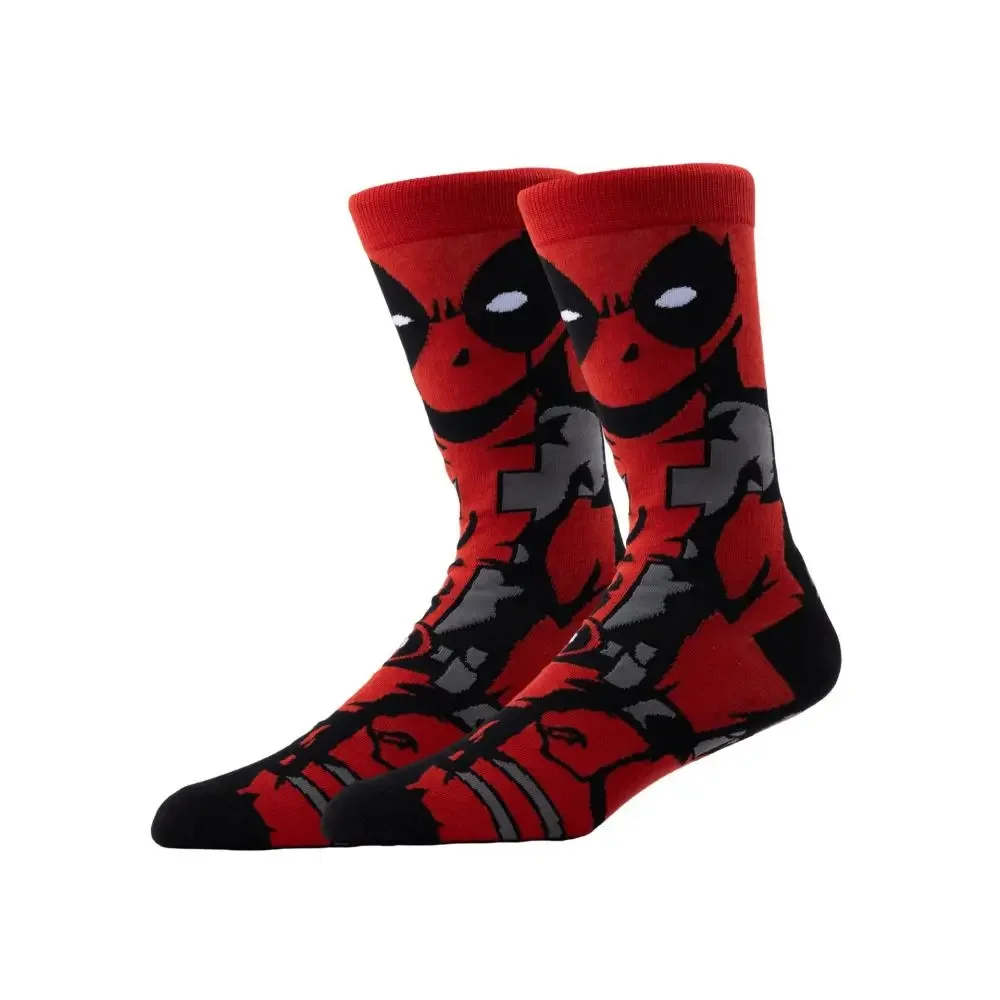 3pcs Anime Marvel Men Socks Spider Man Long Sports stockings Men‘s Knee-High cosplay Iron Man Sock Personality Hip Hop for kids