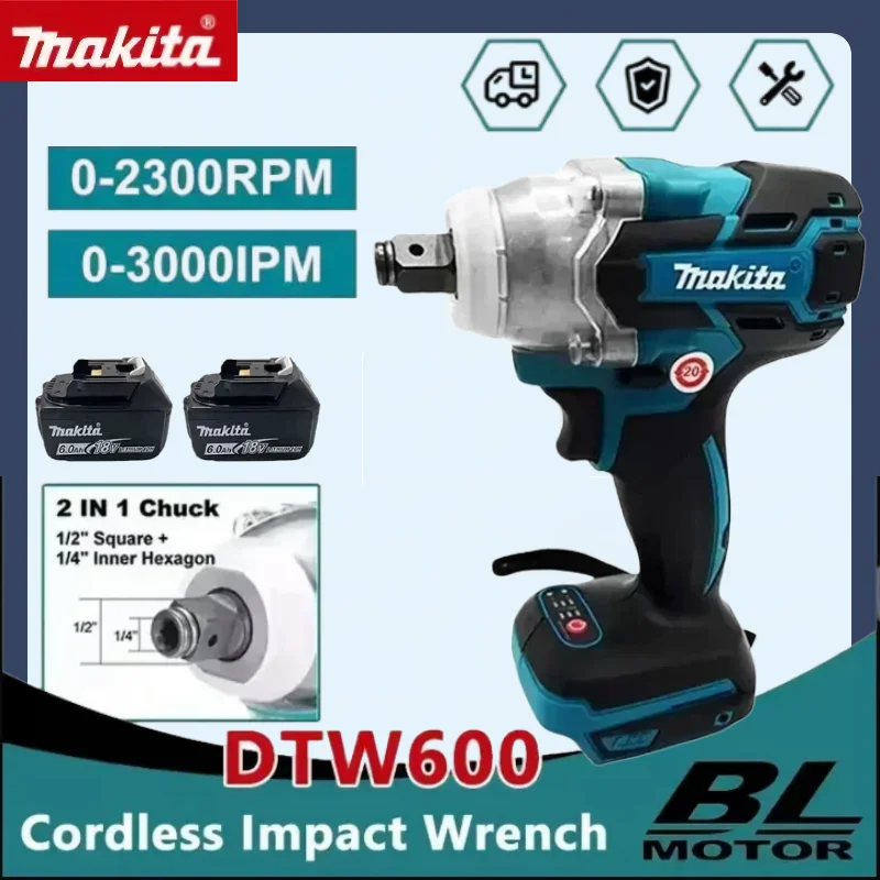 

Makita DTW600 Rechargeable Tool High Torque Brushless Electric Wrench Impact Wrench Cordless Auto Repair Power Tools