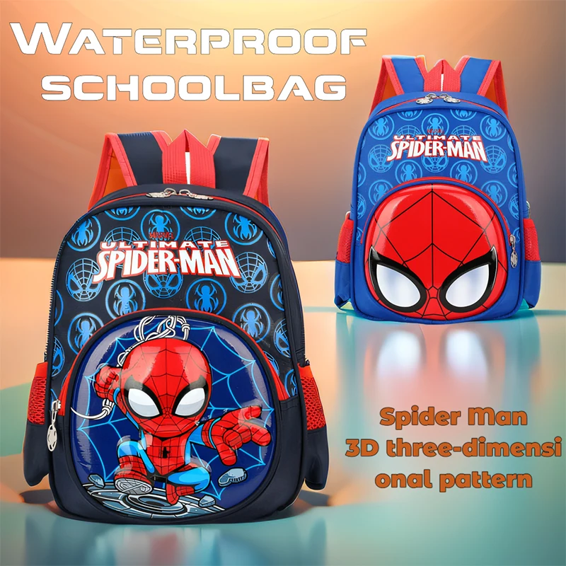 Cartoon anime SpiderMan Backpack Spider Man Children's waterproof schoolbag 3D cartoon pattern bag Outdoor children's travel bag