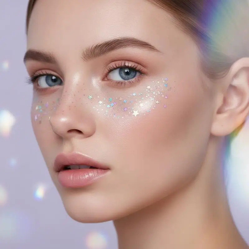 Glitter Freckles Tattoo Decals 6 Sheets Waterproof Holographic Heart Stickers for Prom Night Makeup