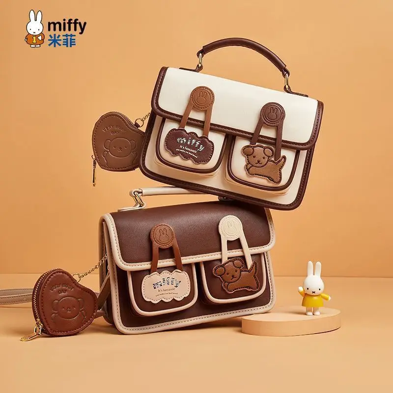 

Miffy Handbag Kawaii Cartoon Miffy Student College Style One Shoulder Cambridge Bag Retro Girl Crossbody Bag Girlfriend Gift