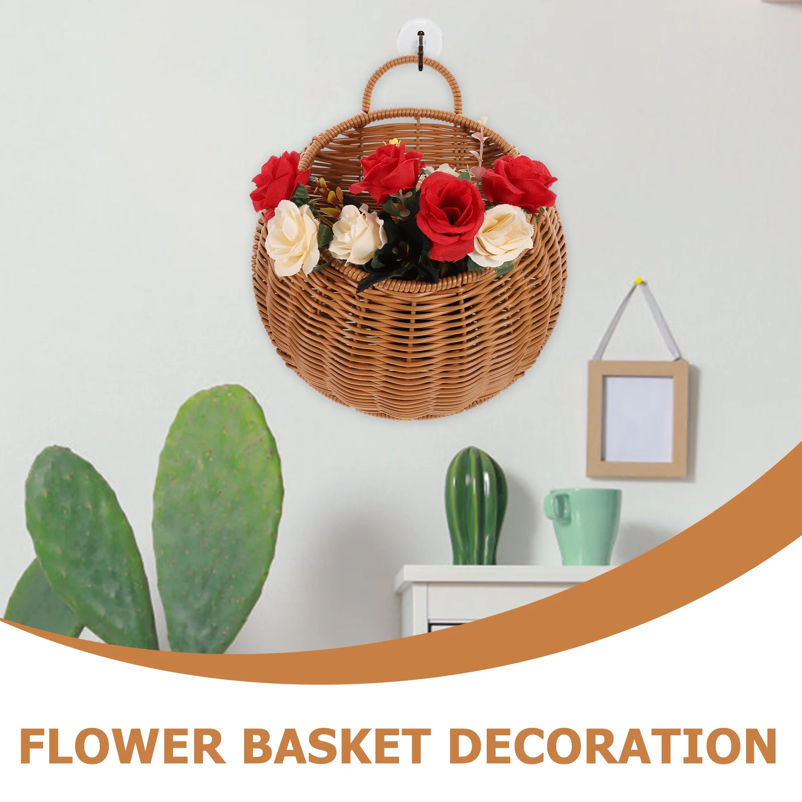 

Wall Hanging Basket Decorative Woven Flower Holder for Home Garden Kitchen Storage Rustic Farmhouse Style Hanging Basket