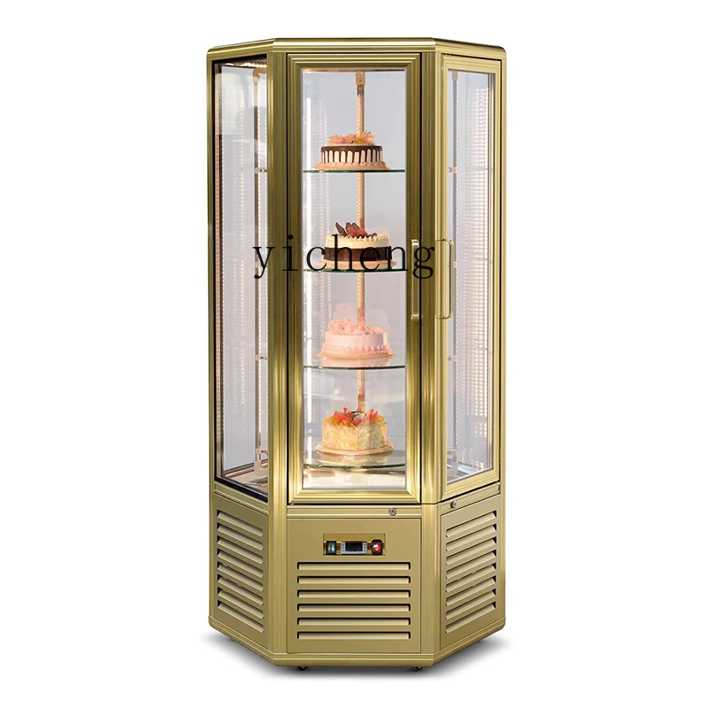 XL Vertical Multi-layer Rotating Cake Display Cabinet Four-sided Glass Cabinet Western Pastry Bread Fresh-keeping Cabinet