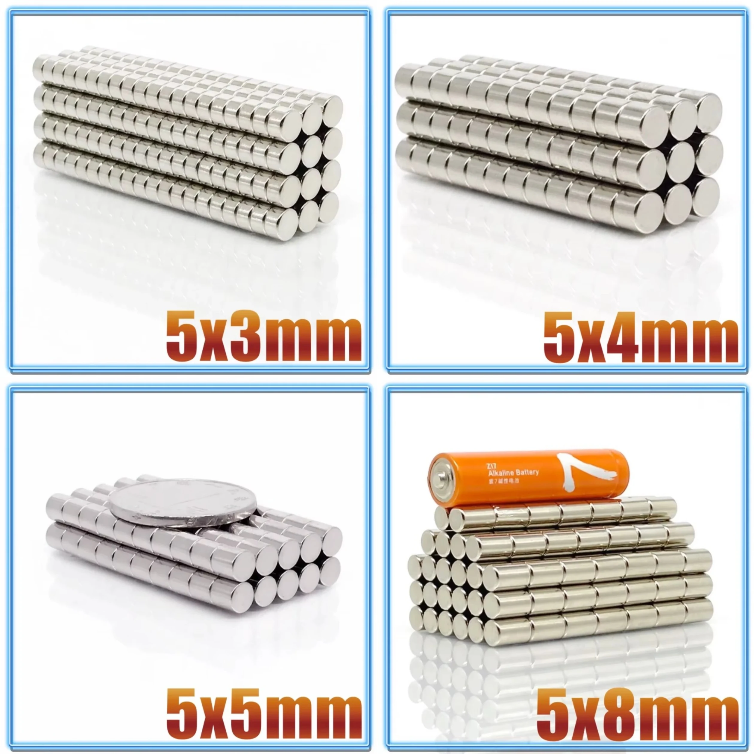 N35 20-1000Pcs Round Disc Neodymium Magnets 5x3 5x4 5x5 5x8mm,Strong Permanent NdFeB Magnets for Fridge Office Diy Whiteboard