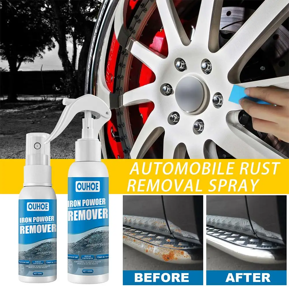 30/100ml Car Rust Remover Spray Metal Paint Cleaner Car Maintenance Iron Cleaning Car Spray Rust Powder Accessories Remover