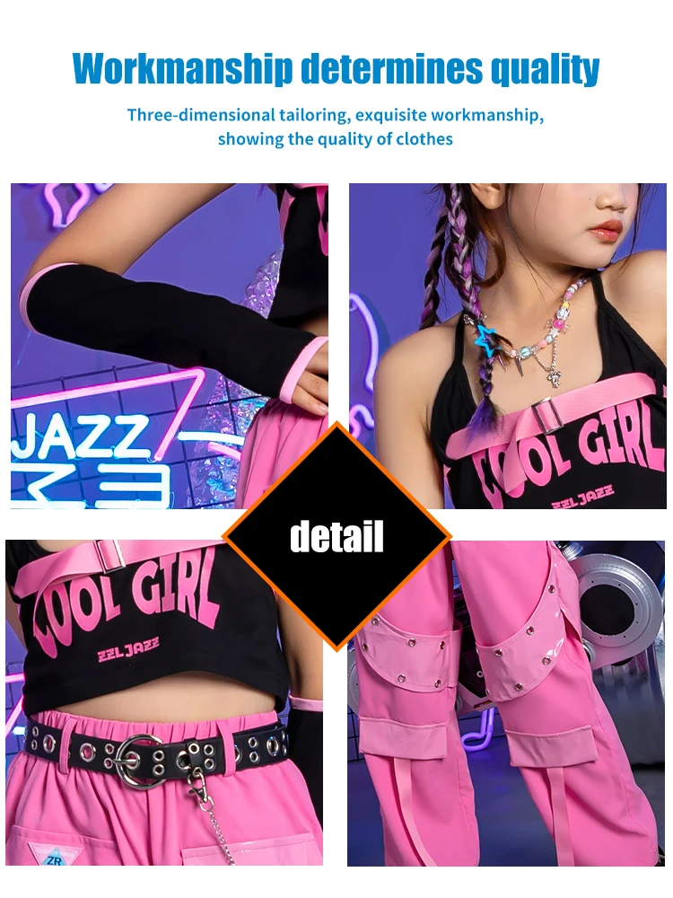 K-PoP Clothes Dopamine Girls Jazz Dance Cool Costumes Kids Catwalk Costume Sets Kids Street Dance Clothes Summer