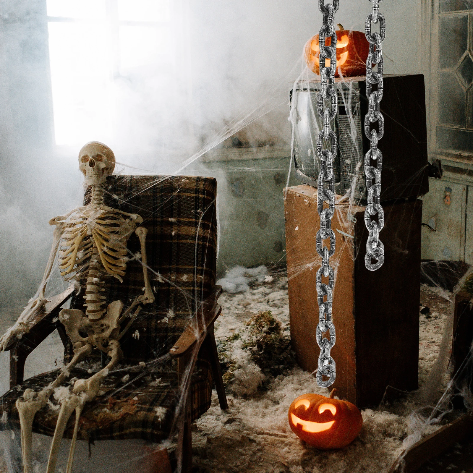 

Halloween Simulated Iron Chain Decoration Silver Plastic Chains Accessories for Child