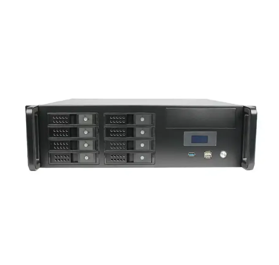 3U Short Chassis Server Case with Fan and Power Supply 390mm Depth Plastic Rackmount LCD Case for ITX System in Stock!