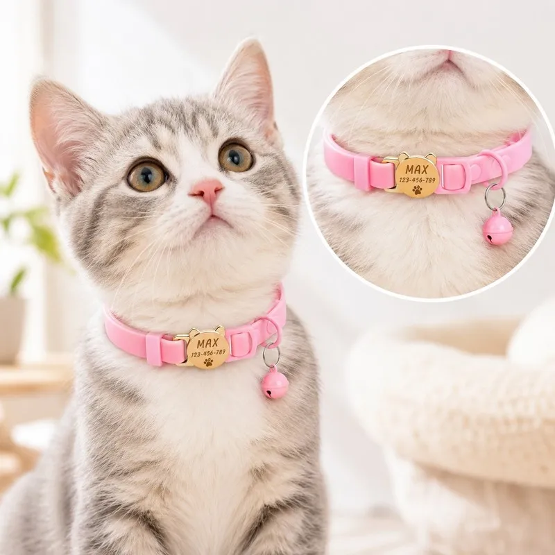 Custom Pet Collar, Suitable for Cats and Dogs, Supports Engraving of Names, Phone Numbers and Exclusive Vector Graphics