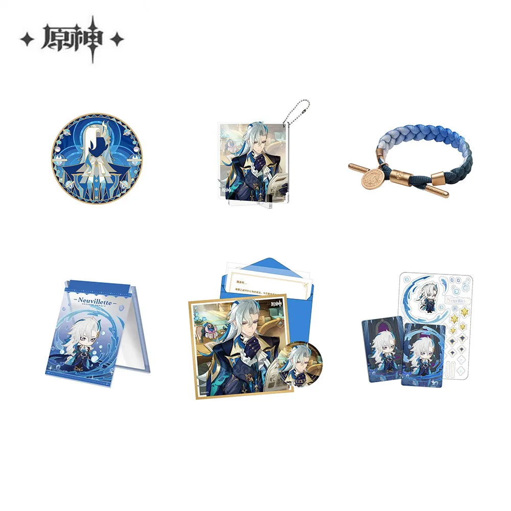 Image of Sunsyea Offizielles Genshin Impact Merch von miHoYo Neuvillette Series Colord Board Cards Untersetzer Brosche Armband Spiegel