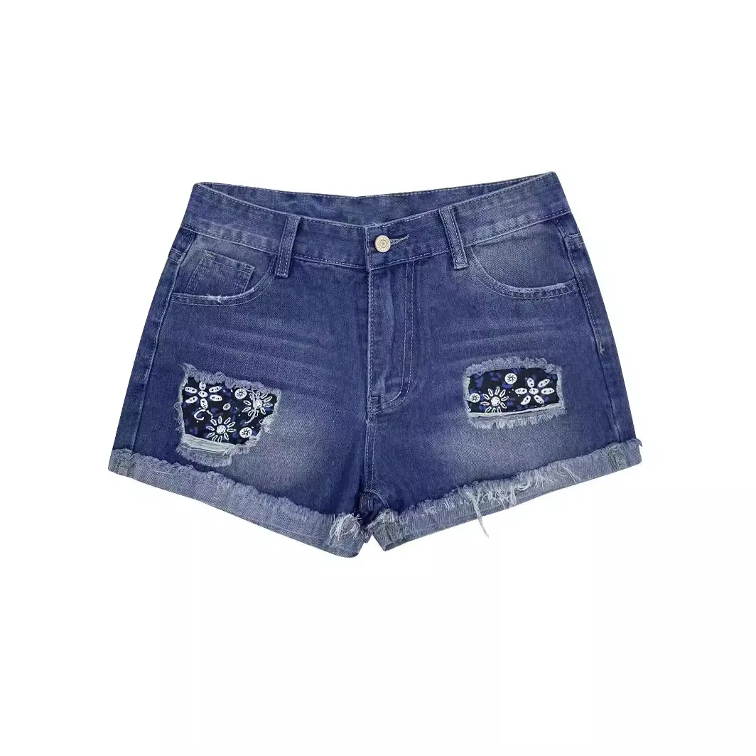 

Denim Pant Women Jeans Short Pants Slim Fit High Waist Hole Casual Shorts Trousers Y2k Streetwear Elegant Splice Club Summer