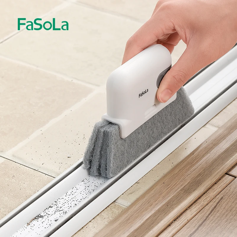 

FaSoLa Window Track Cleaner Door Groove Cleaning Brush Tools Floor Gap Cleaning Sponge Cloth Useful Things for Home