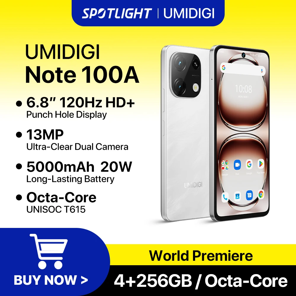 UMIDIGI Note 100A Android 14 Cellphone Octa-Core 6.8