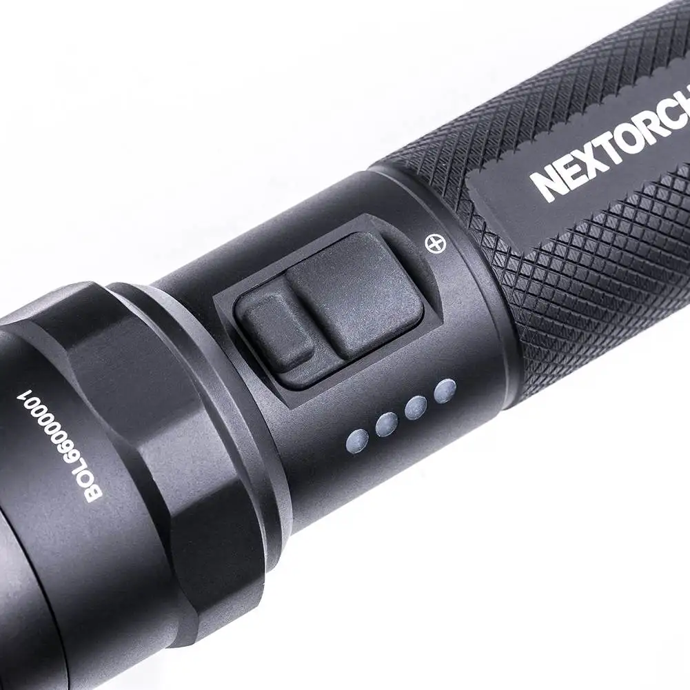 Nextorch P83 Duty/Tactical Flashlight with Red/Blue Warning Lights, 1300 Lumens, 18650 Battery, Type-C Rechargeble, Strike Bezel