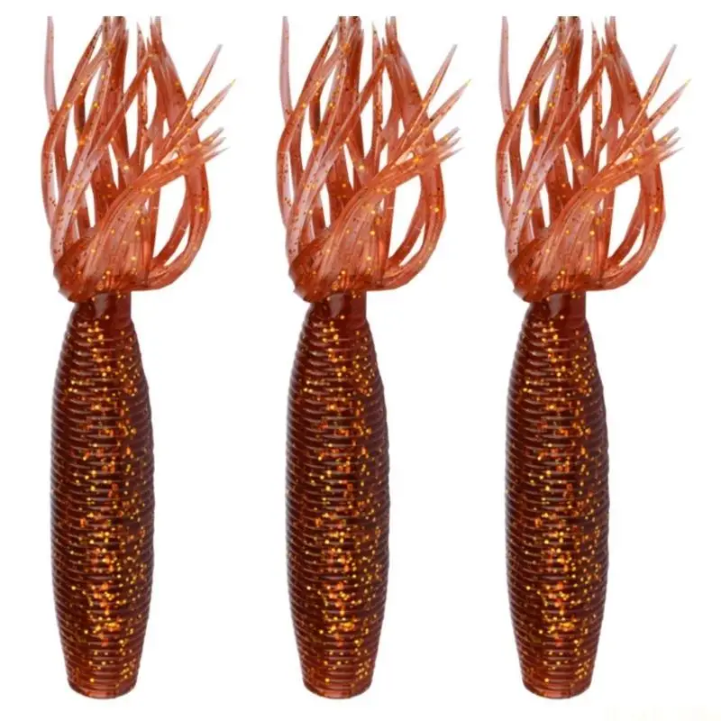 M5TC 3Pieces Soft Plastic Skirt Lures Set With Flexible Movement For Sea Fishing