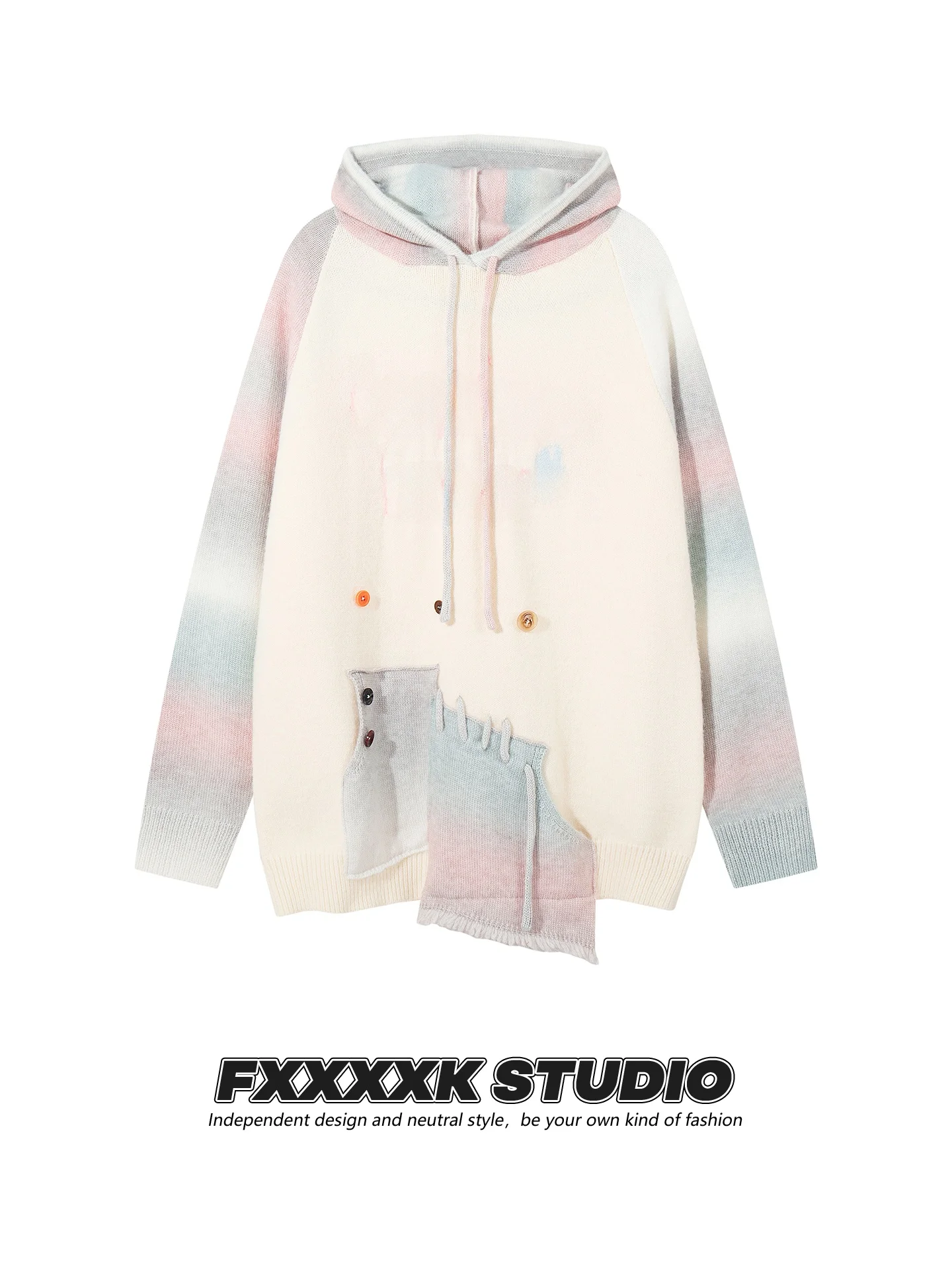 

Original FXK Cute Sweet Girl Dopane Outfit Small ence Splicing Hat Loose Knitted Sweater Women's Faion Spring Autumn...