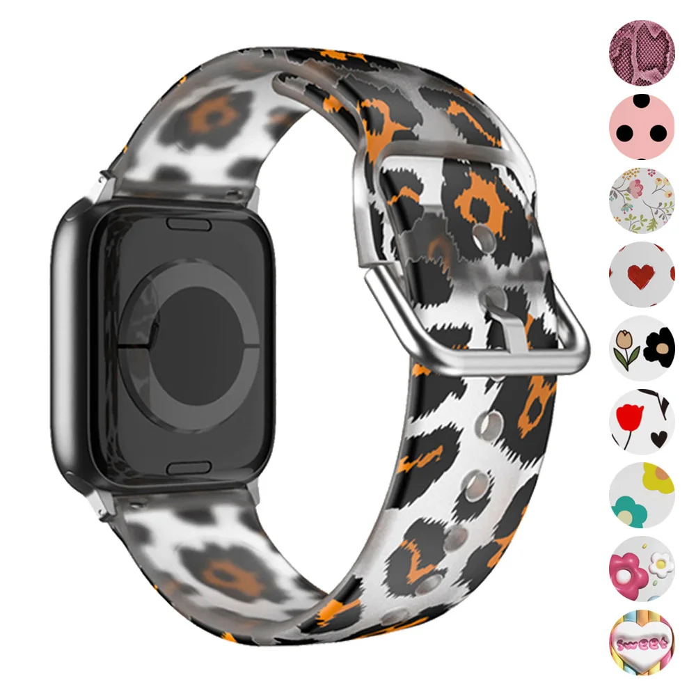 Ремешки для Apple Watch Band 44 мм 40 мм 45 мм 41 мм 46 42 мм 45 мм correa Браслет с принтом iWatch series 10 8 7 6 3 SE 9 ultra 2 49 мм