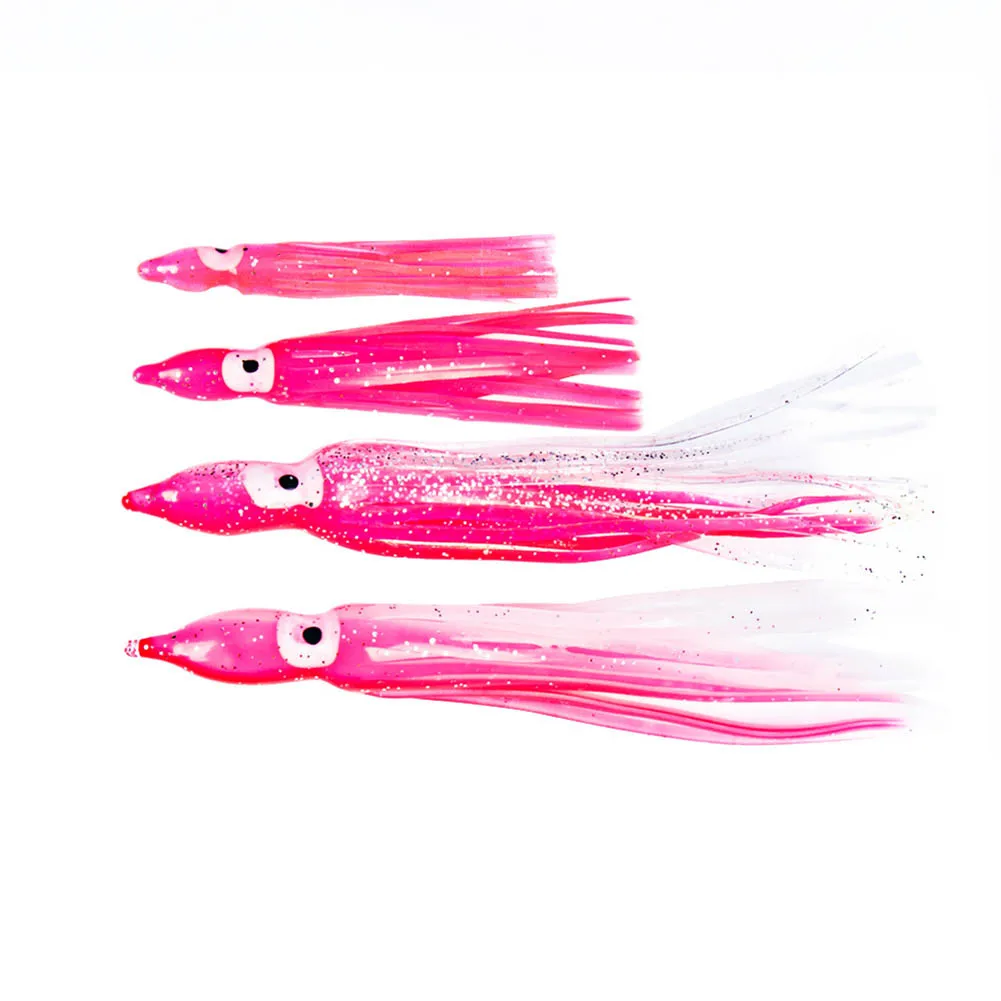 Señuelo de pesca de pulpo suave, cebo Artificial de faldas de calamar, cebos luminosos, 12cm, 10 unidades por lote