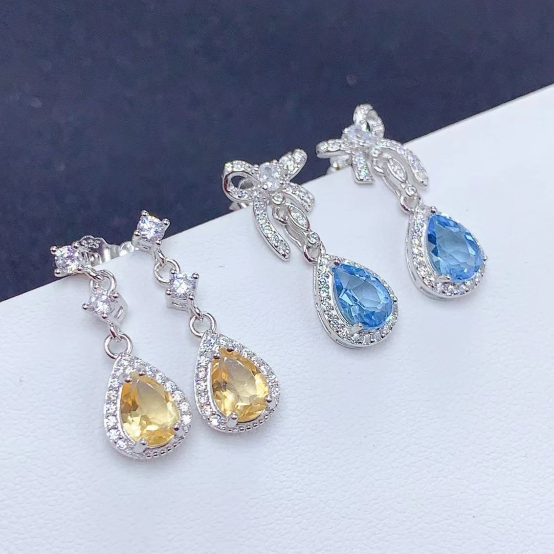 

Classic Silver Drop Earrings for Wedding 5mm*7mm Natural Topaz Earrings Solid 925 Sterling Silver Topaz Jewelry with Certificate