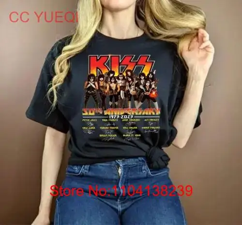 Kiss 50Th Anniversary 1973 2023 Signatures T Shirt Fans long or short sleeves