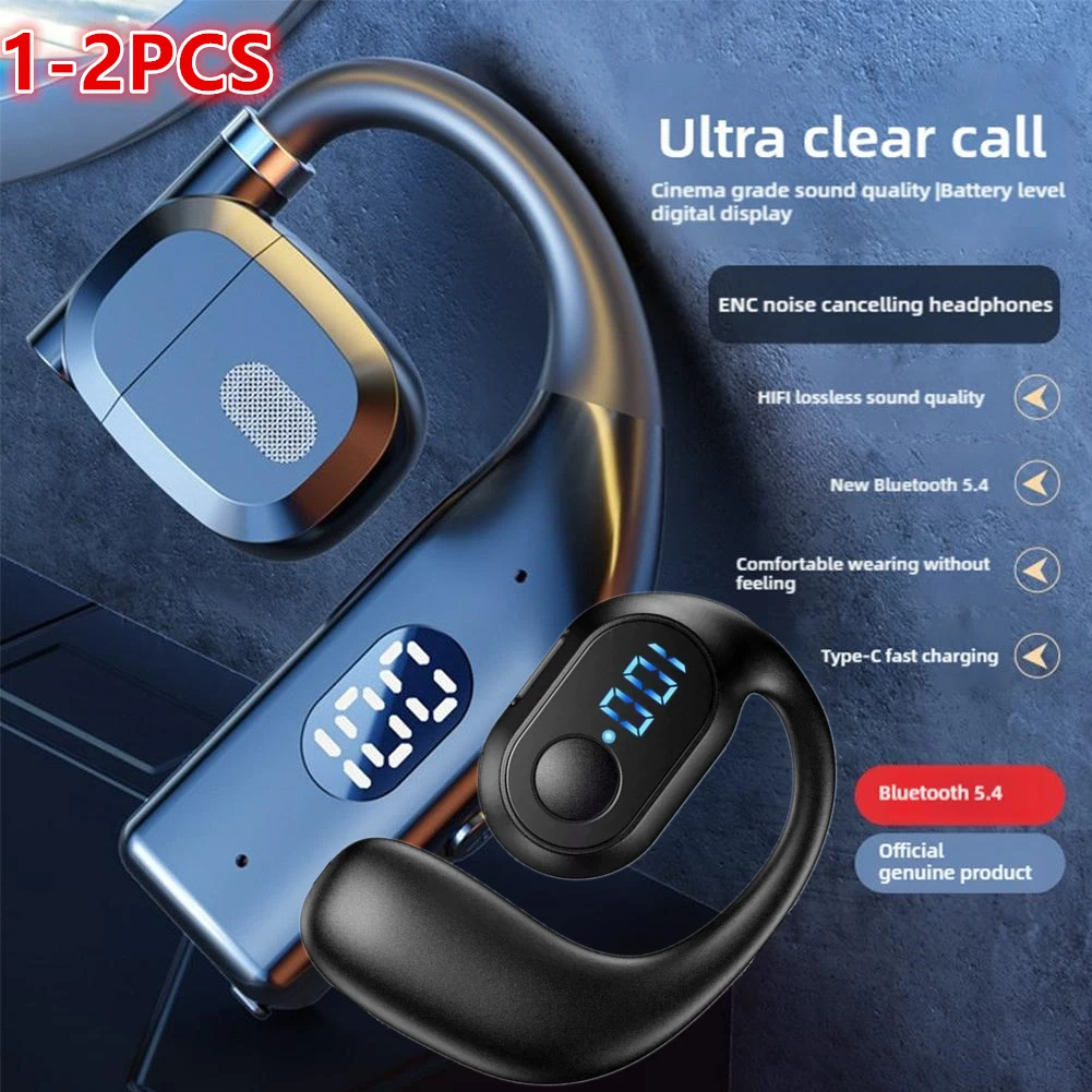 1/2Earhooks Wireless Bluetooth 5.4 Headphones Gaming Sports Headset HiFi Stereo Noise Reduction Earbuds Earphone With Microphone