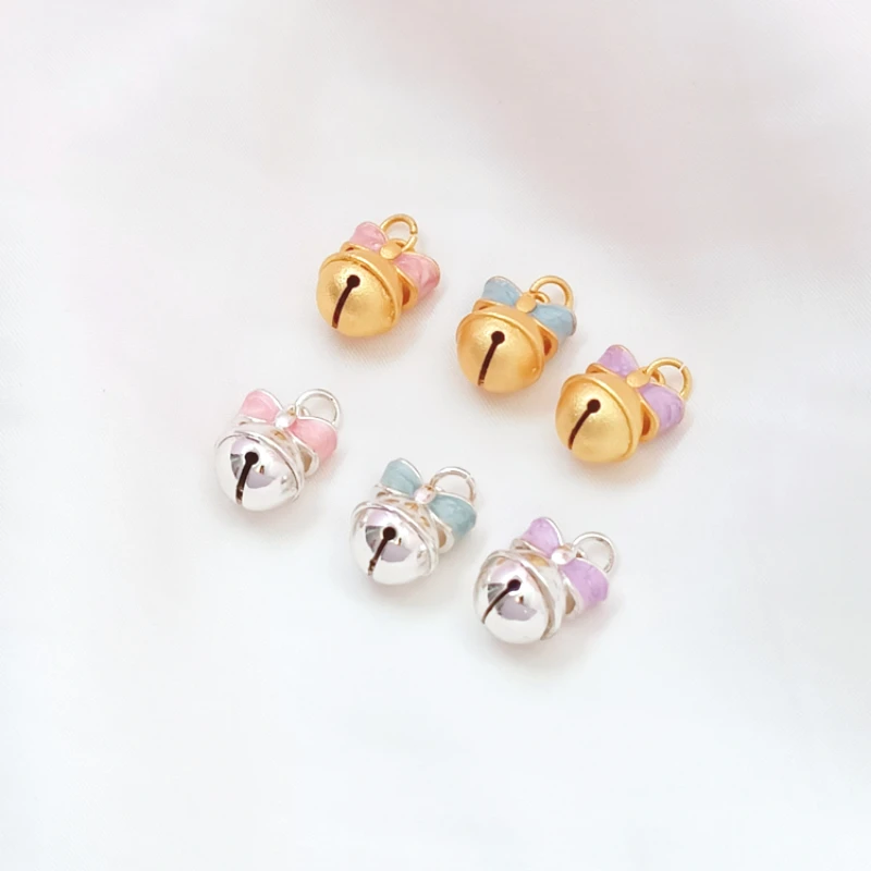 2 Parça Yeni Bakır Sarılmış Kum Altın Damla Yağ Yay Küçük Çan Zarif Kolye Hiçbir Ses, El Yapımı DIY Takı Aksesuarları